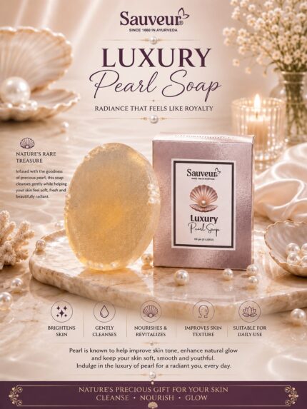 Sauveur Luxury Pearl Soap – 100g | Luxury Pearl-Infused Ayurvedic Soap